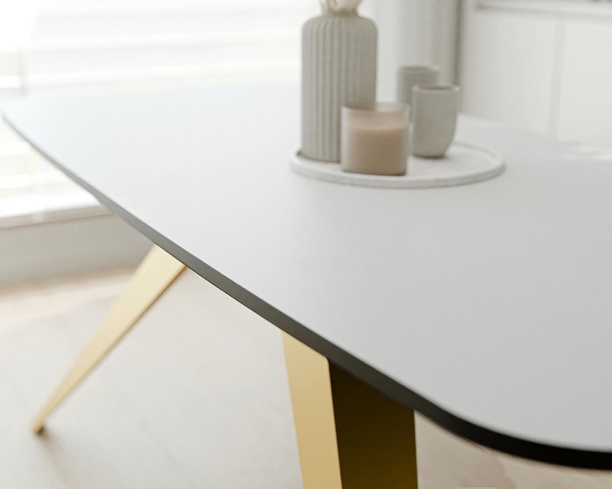 AUSZIEHTISCH FENTO 160/80/76 cm, Gold / Weiß - Goldfarben/Weiß, Holzwerkstoff/Metall (80/160/76cm) - Idohome