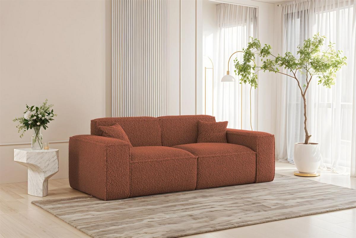 SOFASET Celes Premium 3-2-1 In Sven - Rotbraun, Holzwerkstoff/Textil (218/73/90cm) - Fun Möbel
