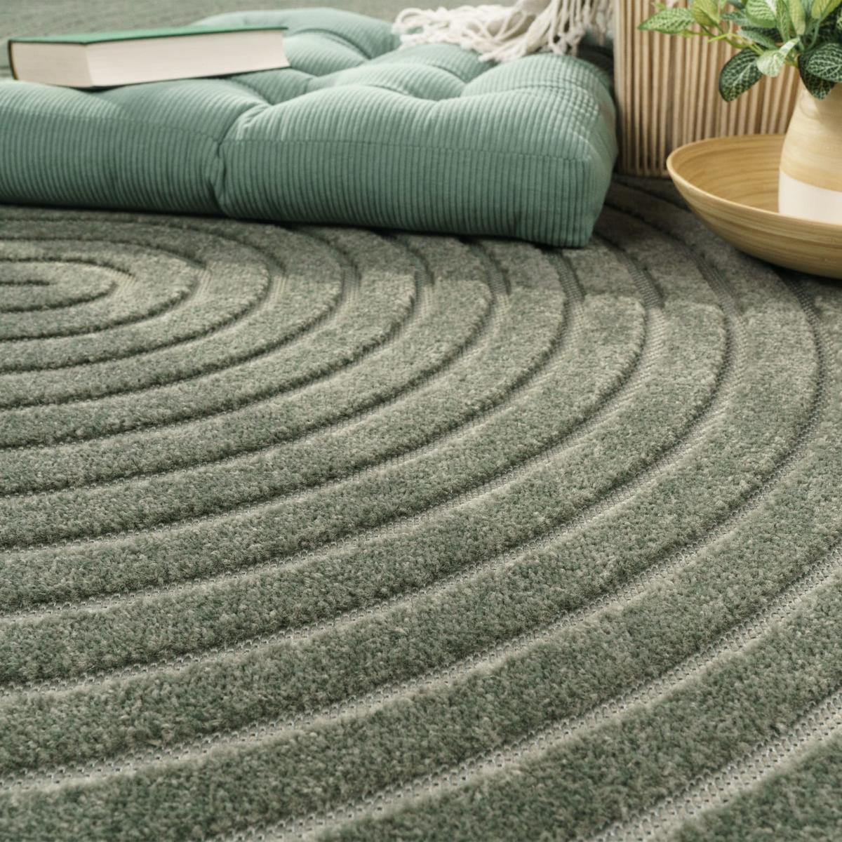 KURZFLORTEPPICH, mit Struktur, aus Polypropylen, Florhöhe 6 mm, Grün, 200 x 290 cm - Grün, Textil (290/200cm) - KADIMA DESIGN