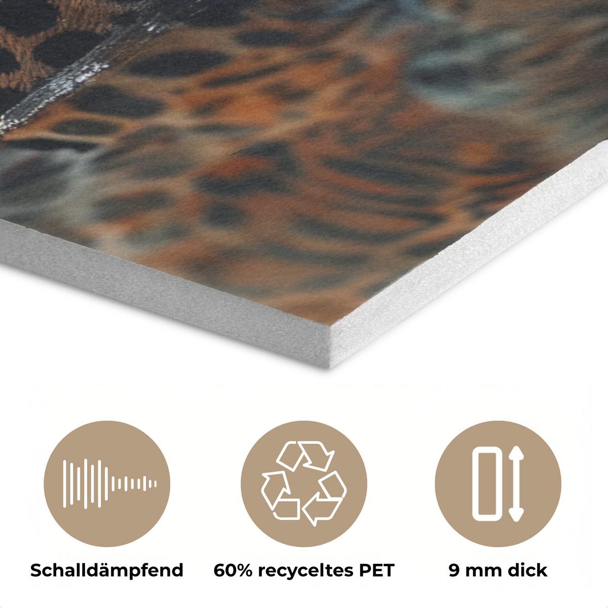AKUSTIKBILD Natur - Leopard - Tier - Sonnenuntergang - Modern Kunstdruck Schlafzimmer 50x70 cm - Orange, Kunststoff (50/70/0.9cm) - MuchoWow
