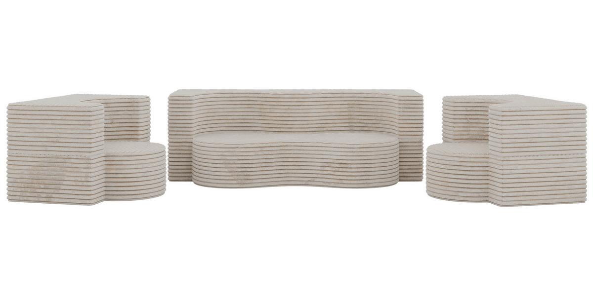 SITZGARNITUR SANOA 2+1+1 - Beige Cord - Beige, Textil (200/68/100cm) - MKS