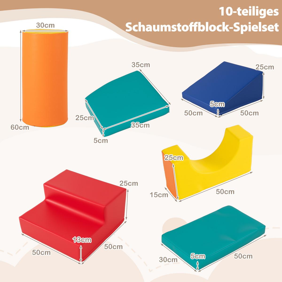 SCHAUMSTOFFBLOCK Farbig (10-teilig) - Multicolor, Kunststoff (50/25/50cm) - COSTWAY