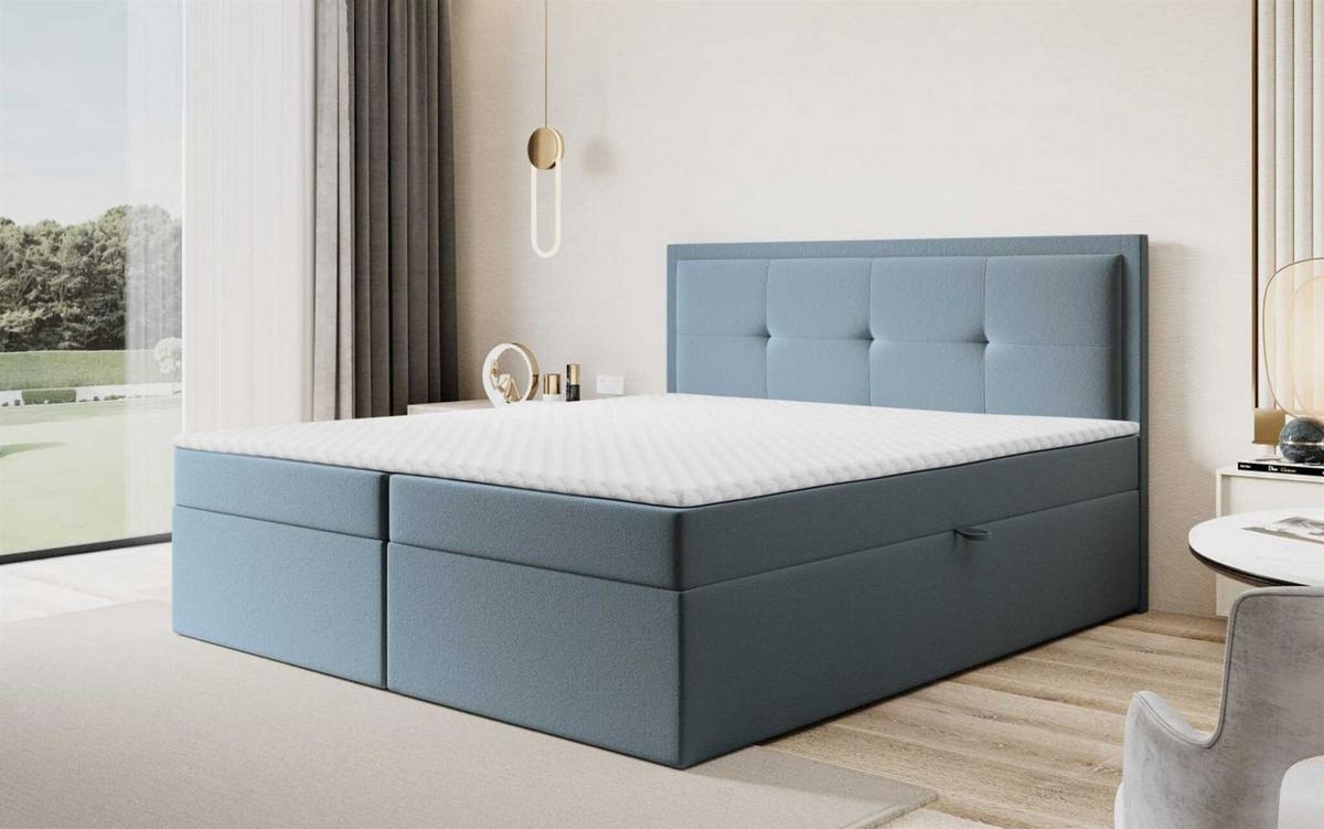 BOXBETT Degna - Blaugrau, Holzwerkstoff/Textil (180/200cm) - Fun Möbel