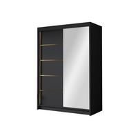 SCHIEBETÜRENSCHRANK Lungo III - Goldfarben/Schwarz, Holzwerkstoff/Metall (120/200/58cm) - MIRJAN24