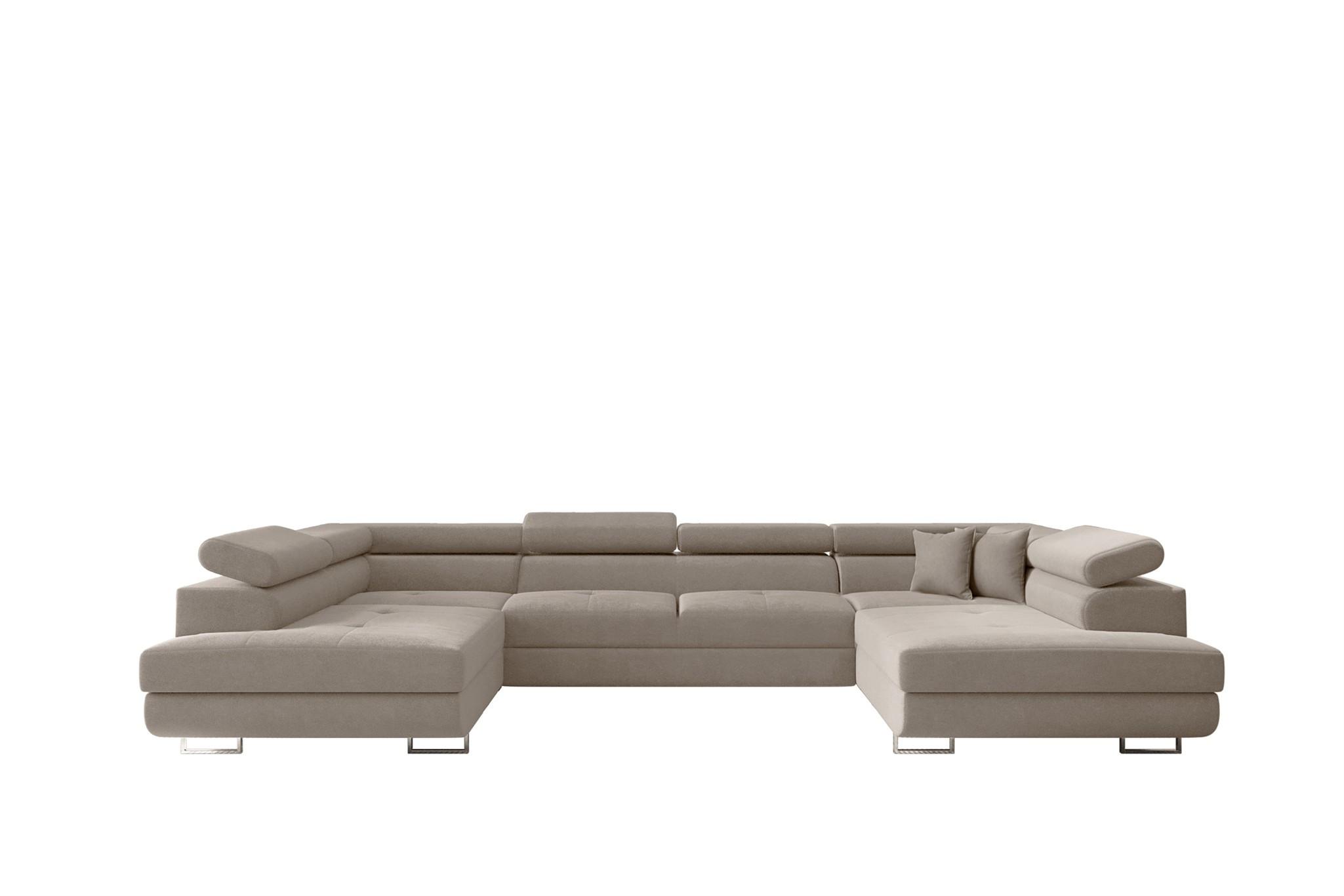 WOHNLANDSCHAFT Carmelo In Nova - Hellgrau, Holzwerkstoff/Textil (345/90/202cm) - Fun Möbel