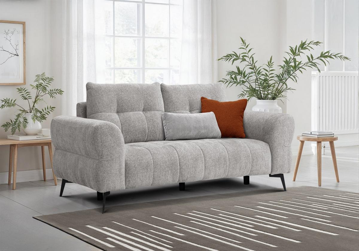 SOFA SALVINI 2,5-Sitzer, platingrau - Grau, Holz/Textil (206/88/99cm) - Wozimo