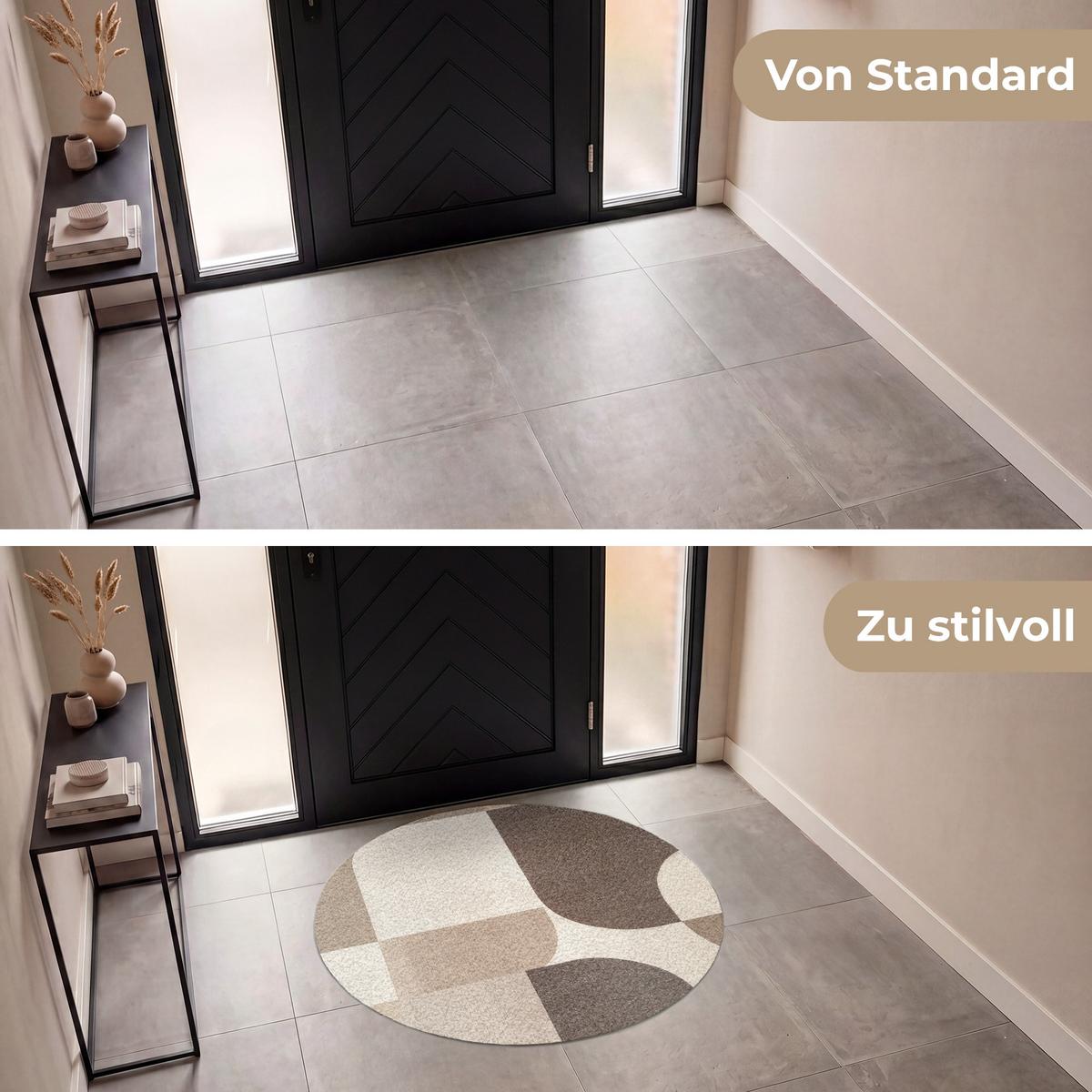 FUSSMATTE Geometrisch - Gewebte Struktur - Modern Fußabtreter 120x120 cm - Beige, Kunststoff (120/0.4cm) - MuchoWow