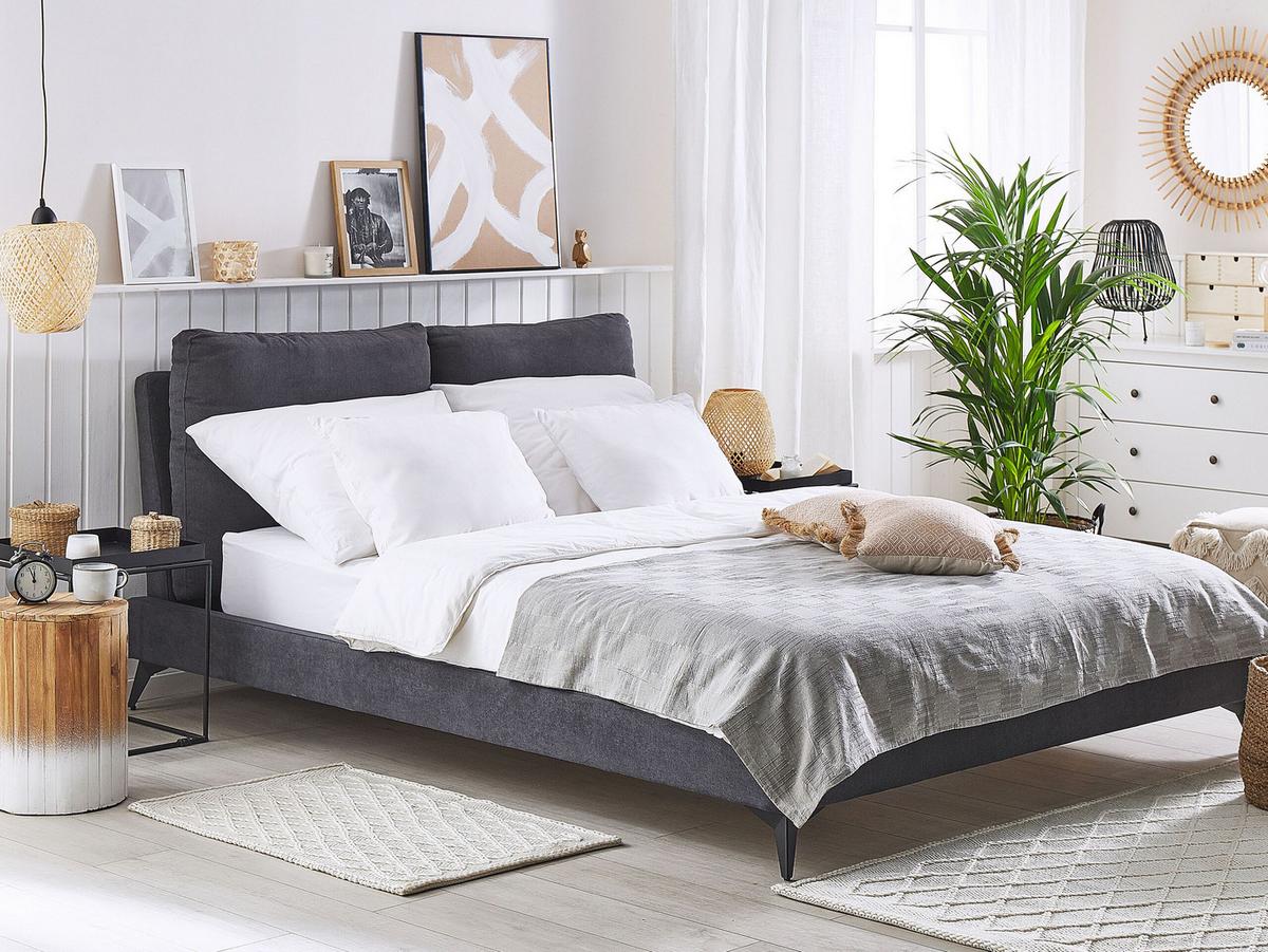 POLSTERBETT 140/200cm Dunkelgrau Melle - Dunkelgrau, Textil (140/200cm) - Beliani