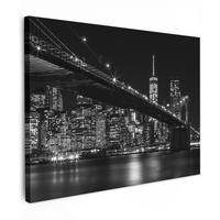 LEINWANDBILD New York - Brooklyn - Brücke Wandbild 40x30 cm - Schwarz, Textil (40/30cm) - MuchoWow