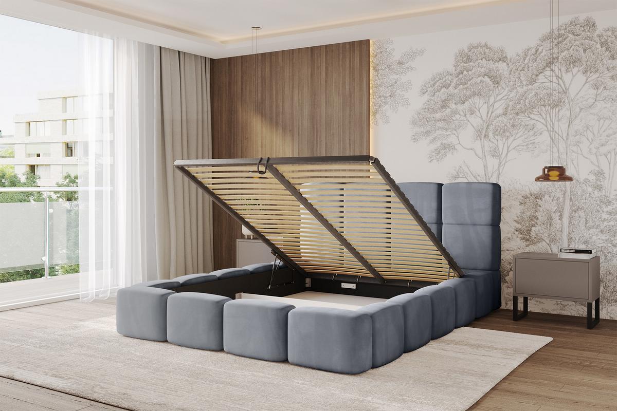 POLSTERBETT mit Bettkasten und Lattenrost, Bett mit Kopfteil, Boxbett ohne Matratze, Doppelbett mit Stauraum - NATA 120x200 Grau - Grau, Holzwerkstoff/Textil (120/200cm) - ALTDECOR