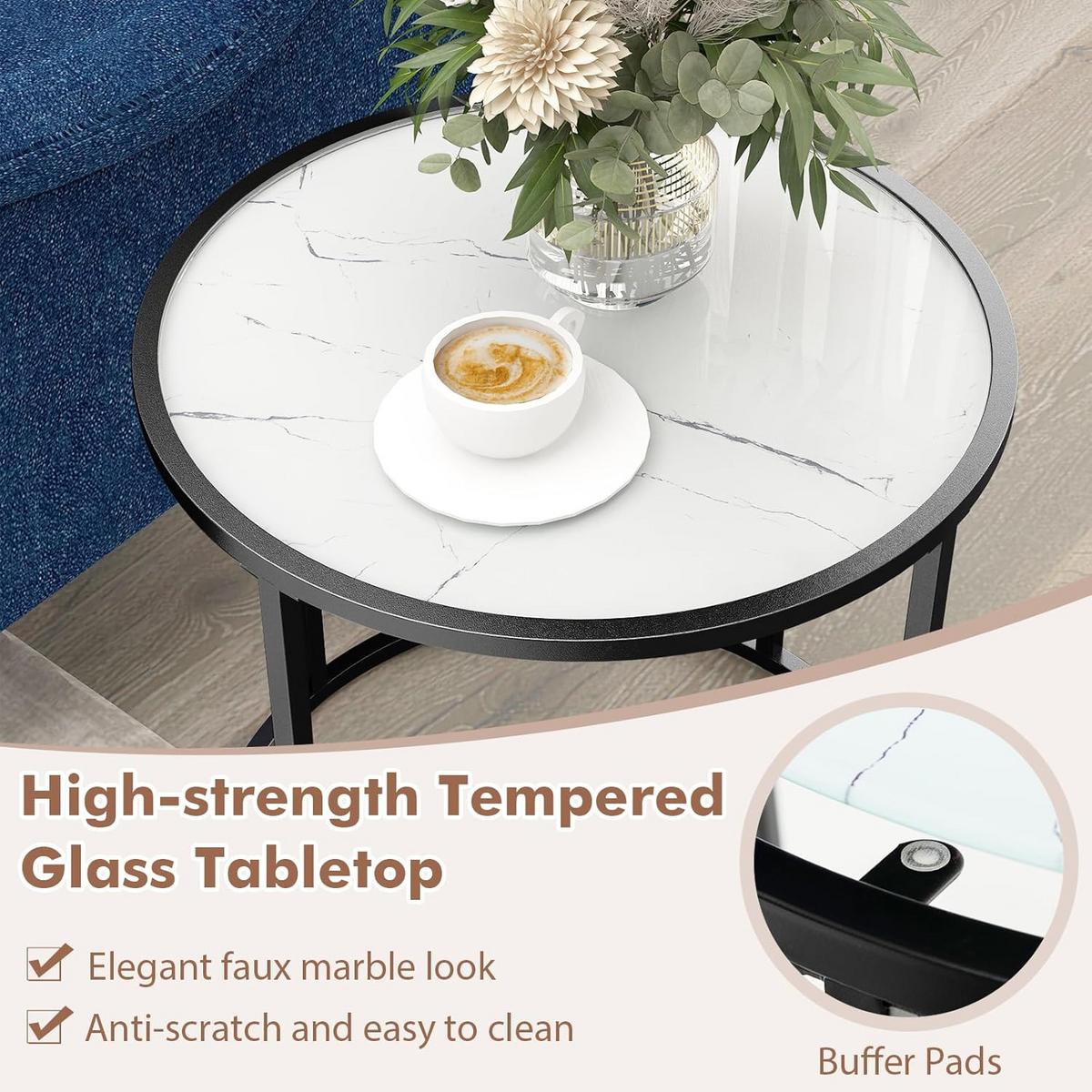 BEISTELLTISCH Schwarz - Schwarz, Glas (50/50/50cm) - COSTWAY