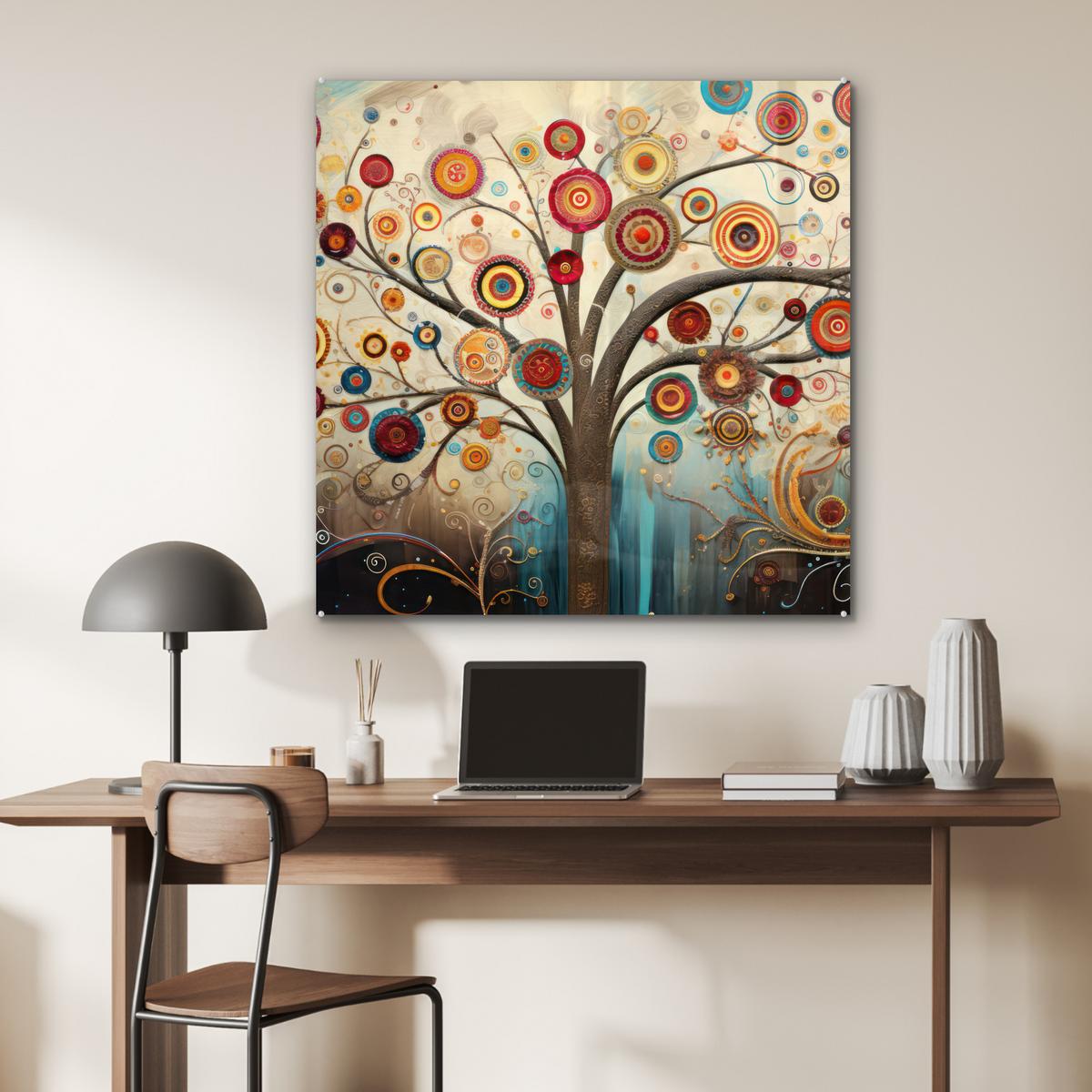 ACRYLGLASBILD Baum - Baum des Lebens - Farbe 90x90 cm - Braun, Glas (90/90cm) - MuchoWow