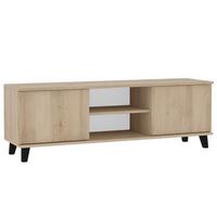 LOWBOARD Home mit 2 Türen und Lamellen, ohne Griffe, eiche Artisan - Schwarz/Eiche Artisan, Holzwerkstoff (150/50/40cm) - Beautysofa