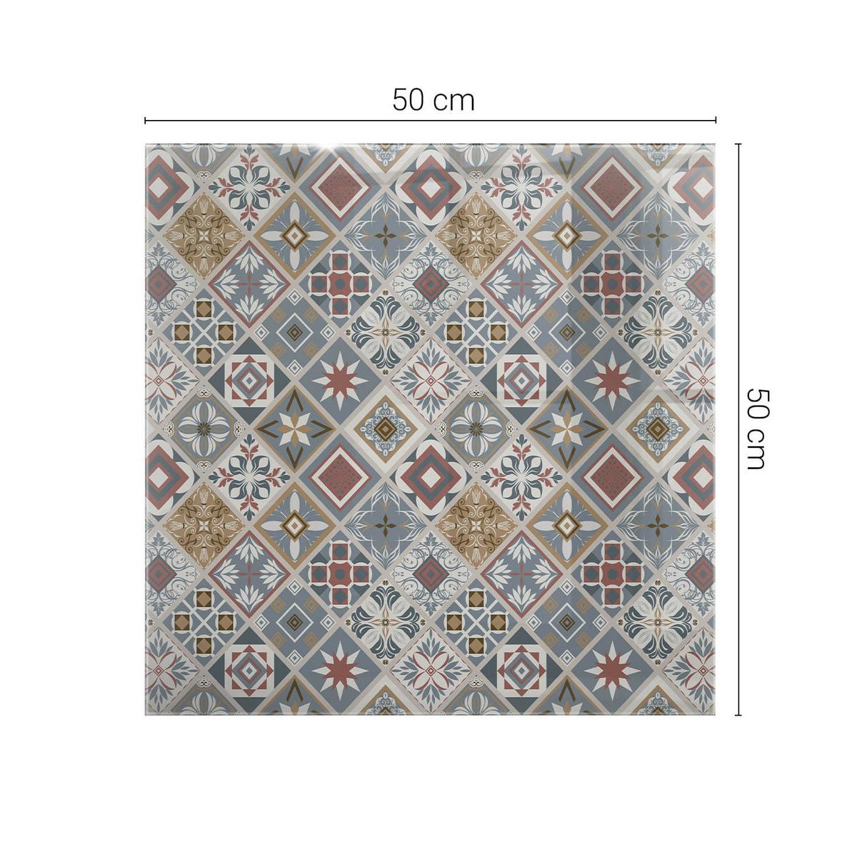 TISCHPLATTE 50x50 cm Mosaikmuster mit Ornamenten - Multicolor/Grau, Glas (0.4/50/50cm) - TULUP