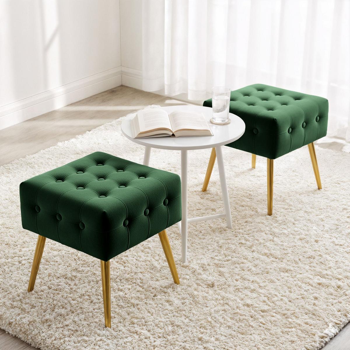 POLSTERBANK mit Samt - Optik Grün 40/42/40 - Grün, Textil (40/42/40cm) - RAUMHIRSCH FURNITURE