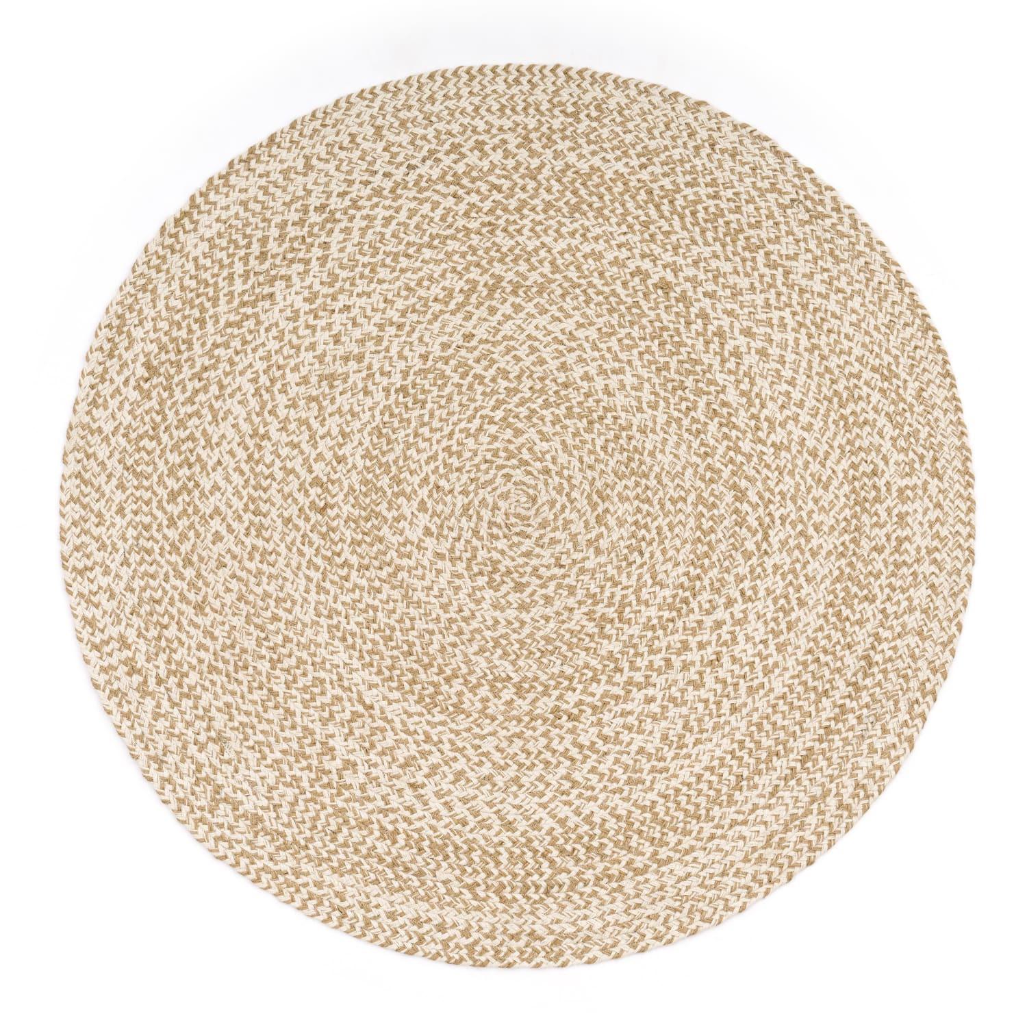 NATURTEPPICH handgewebt wendbar, im Boho-Stil, Beige, Ø 120 cm - Beige, Textil (120/120cm) - KADIMA DESIGN