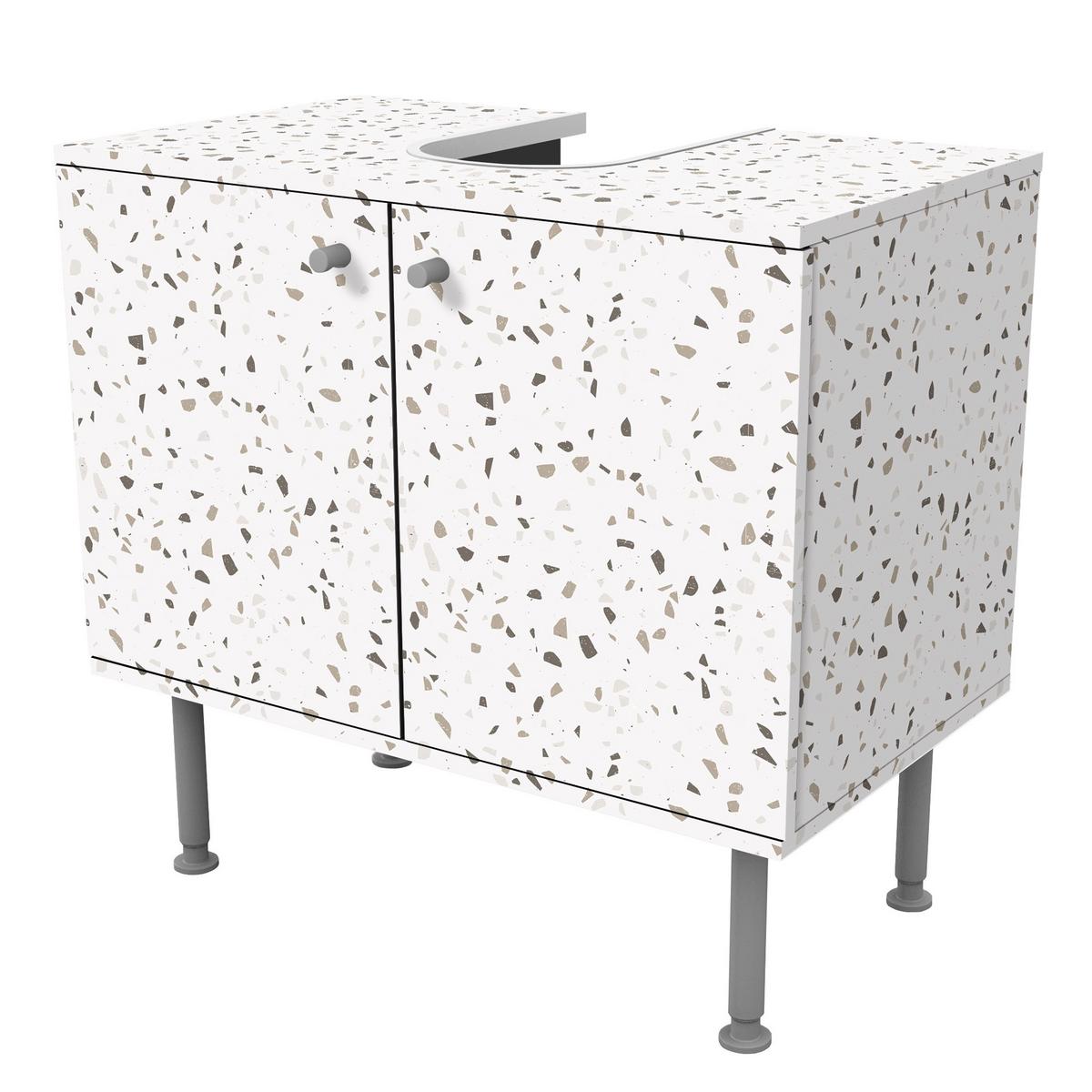 WASCHBECKENUNTERSCHRANK Detailliertes Terrazzo Muster Pompeji 60/55/35 cm - Grau, Holzwerkstoff (60/55/35cm) - Bilderwelten