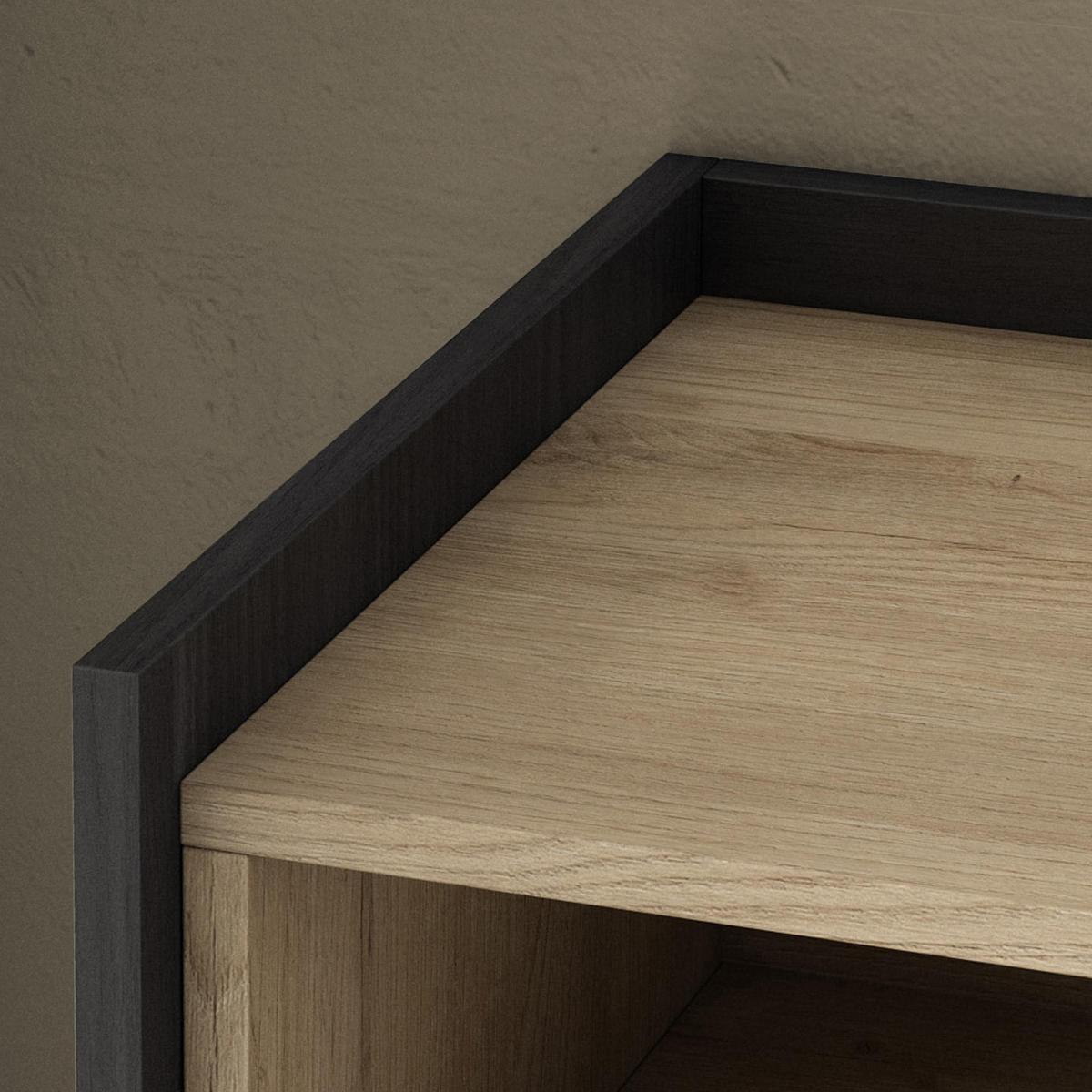 SIDEBOARD, Eiche und Schwarz, 207/37/80cm, Kamin mit Feuereffekt - Eichefarben, Holzwerkstoff (207/80/37cm) - Skraut Home