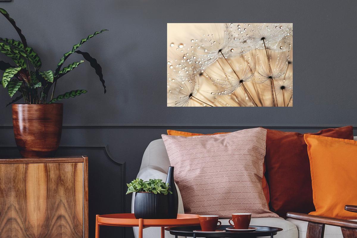 WANDTATTOO Löwenzahn - Abstrakt - Natur - Beige Deko Wohnzimmer 60x40 cm - Braun, Kunststoff (60/40/0.1cm) - MuchoWow