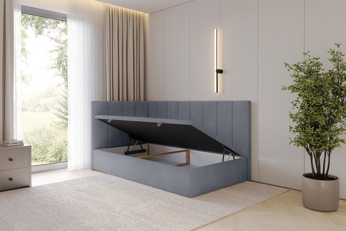 EINZELBETT Jugendbett mit Bettkasten Rechts, ohne Matratze - LOVY 90x200 Grau - Grau, Holzwerkstoff/Textil (90/200cm) - ALTDECOR