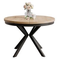 AUSZIEHTISCH MILTON 90-166/76 cm mit Metallgestell und Zarge, Schwarz / Artisan-Eiche - Schwarz/Eiche Artisan, Holzwerkstoff/Metall (90/90/76cm) - Idohome