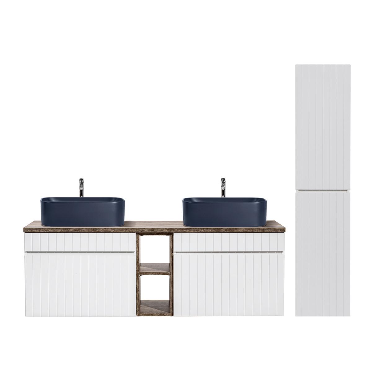 BADMÖBEL 140cm Zelie 2er-Set Weiß - Weiß, Holzwerkstoff (140/48/46cm) - Petits-meubles