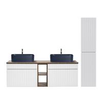 BADMÖBEL 140cm Zelie 2er-Set Weiß - Weiß, Holzwerkstoff (140/48/46cm) - Petits-meubles