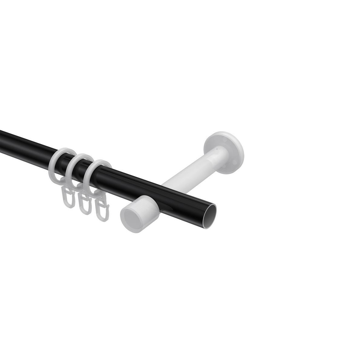 GARDINENSTANGE Prestige Santo 280 cm (geteilt in 2 x 140 cm), 1-läufig, 20 mm Ø Schwarz - Schwarz, Metall (280cm) - INTERDECO