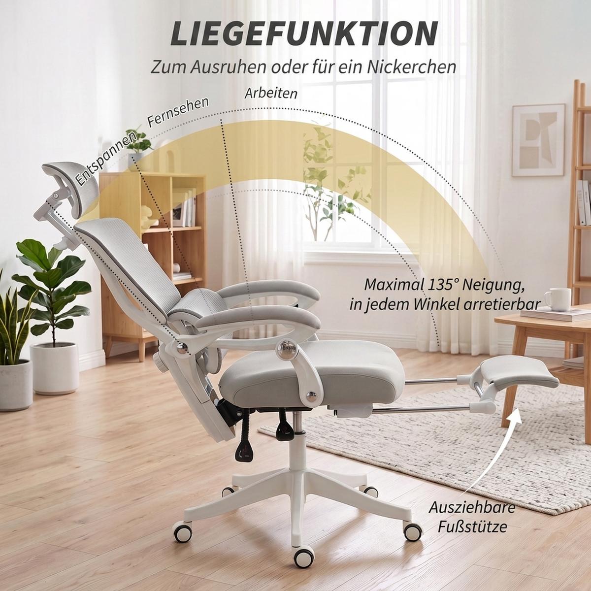 BÜROSTUHL Polyester Hellgrau - Hellgrau, Kunststoff/Textil (71/129/70cm) - HOMCOM