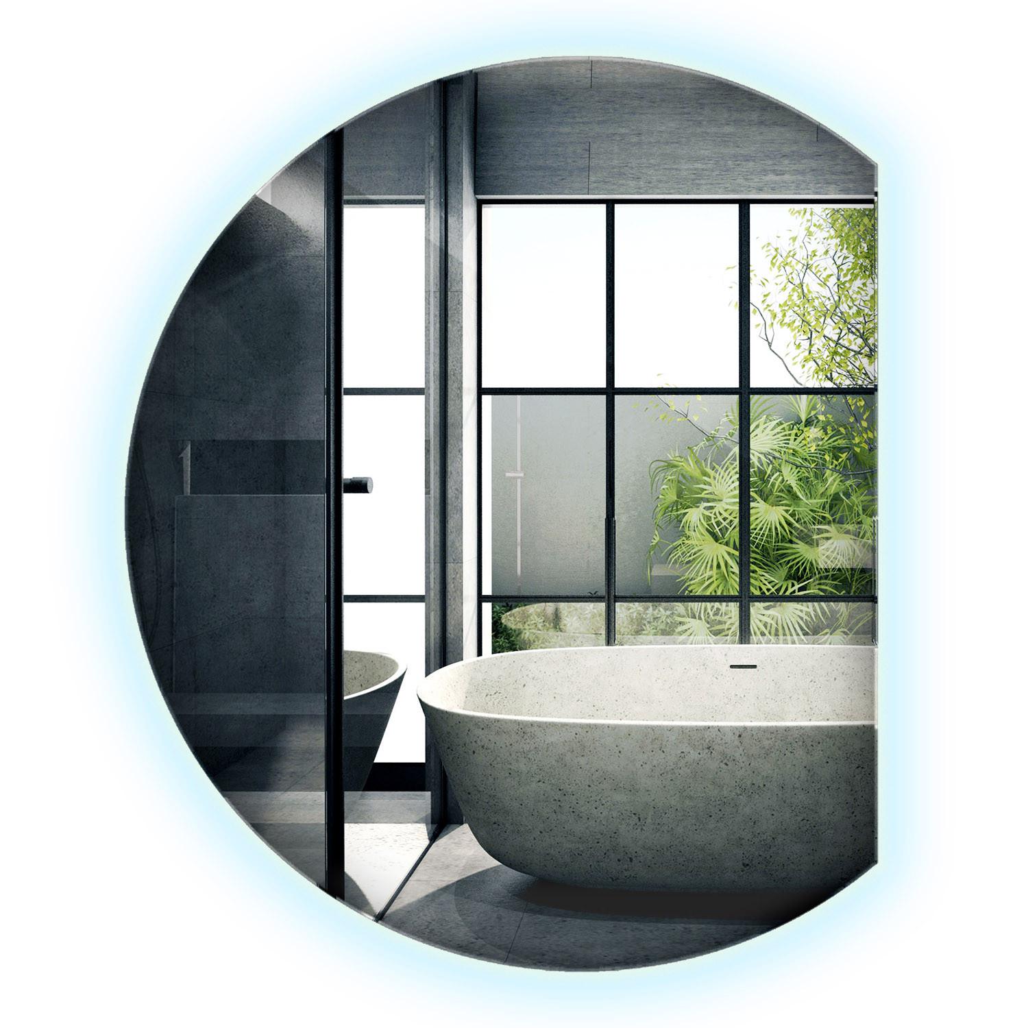 LED SPIEGEL 63 cm x 70 cm Asymmetrische Form Kaltweiß 6000 K - Transparent, Glas (63/70/0.4cm) - Wallfluent