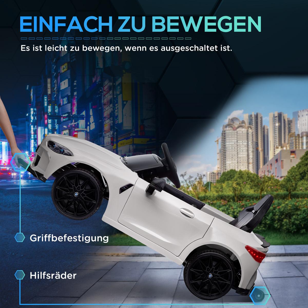 KINDER Elektroauto 12V Kinderfahrzeug mit 2,4G-Fernbedienung, 3-5 km/h, Weiß - Weiß, Metall (108/69.5/51cm) - AIYAPLAY