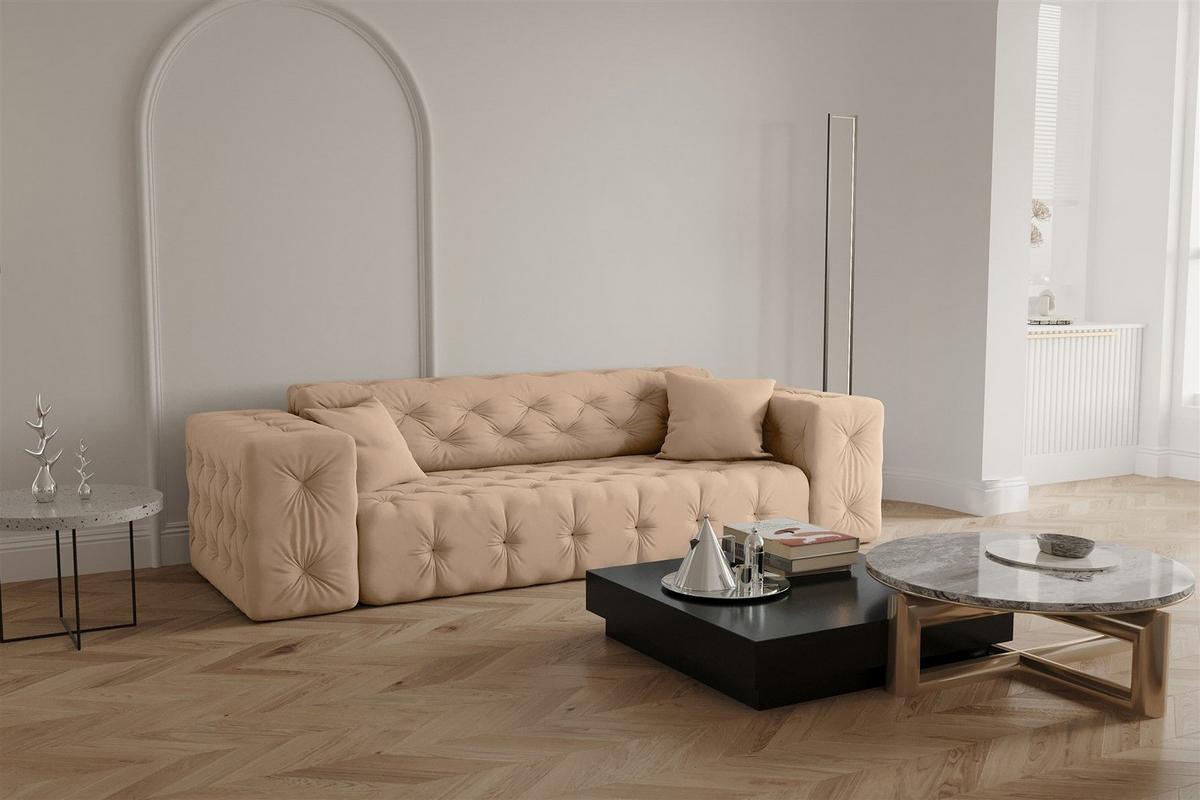 SOFASET Chantal - Beige, Holzwerkstoff/Textil (251/78/96cm) - Fun Möbel