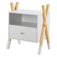 NACHTTISCH Jamie mit 1 Schublade Kinder - Weiß, Holz (30/55/46cm) - Juskys