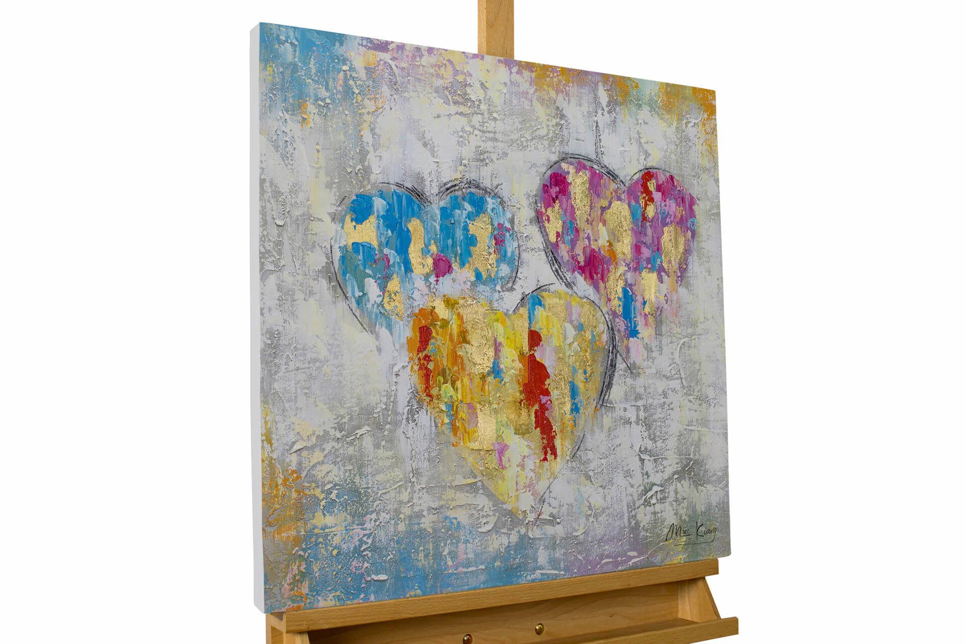 ACRYLBILD HANDGEMALT 60/60 cm - Multicolor/Grau, Holz/Textil (60/60cm) - KUNSTLOFT
