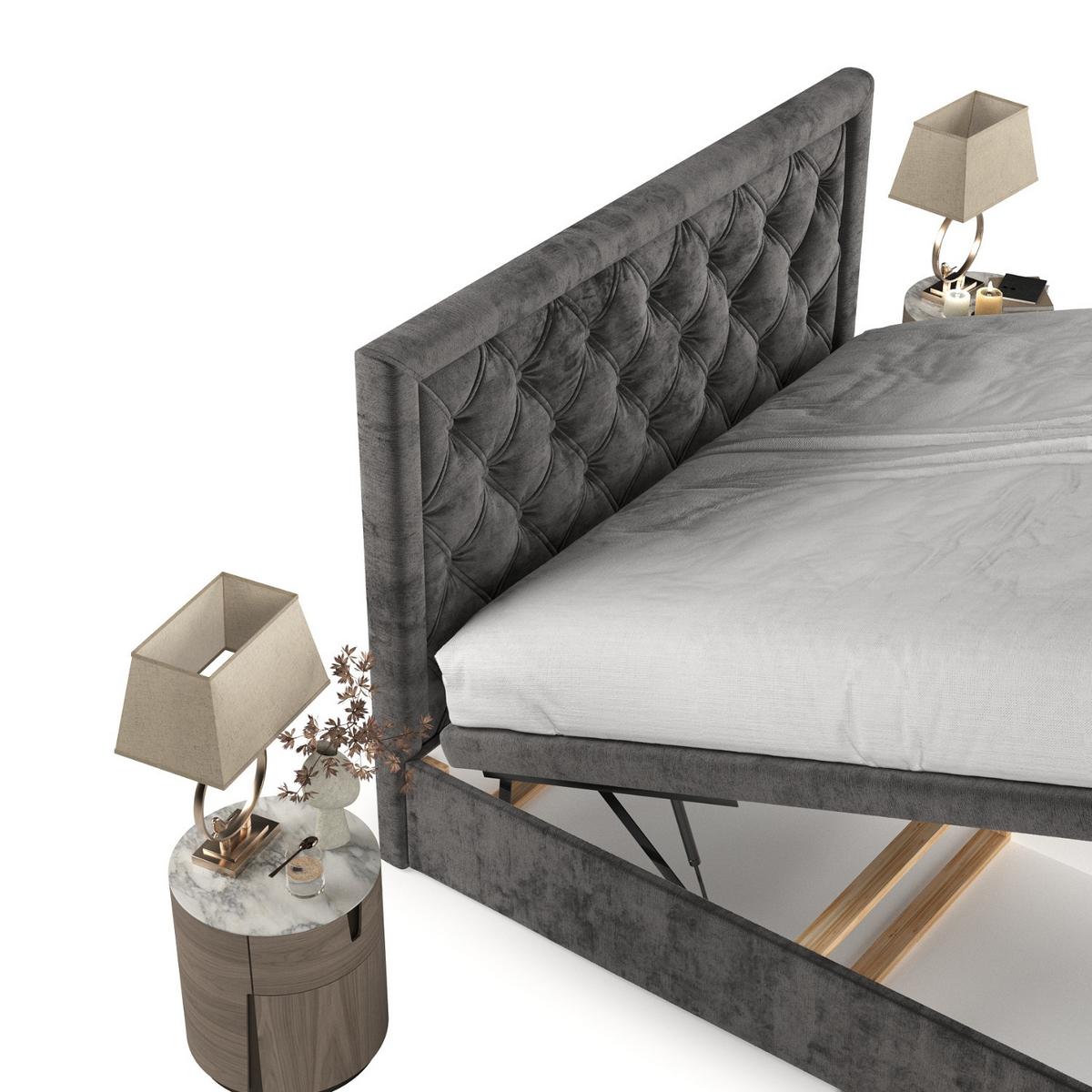 POLSTERBETT Nicobar mit Stauraum 160/200 cm Stahl im Lotta Stoff - Graphitfarben/Schwarz, Holz/Holzwerkstoff (160/200cm) - AltaBeds