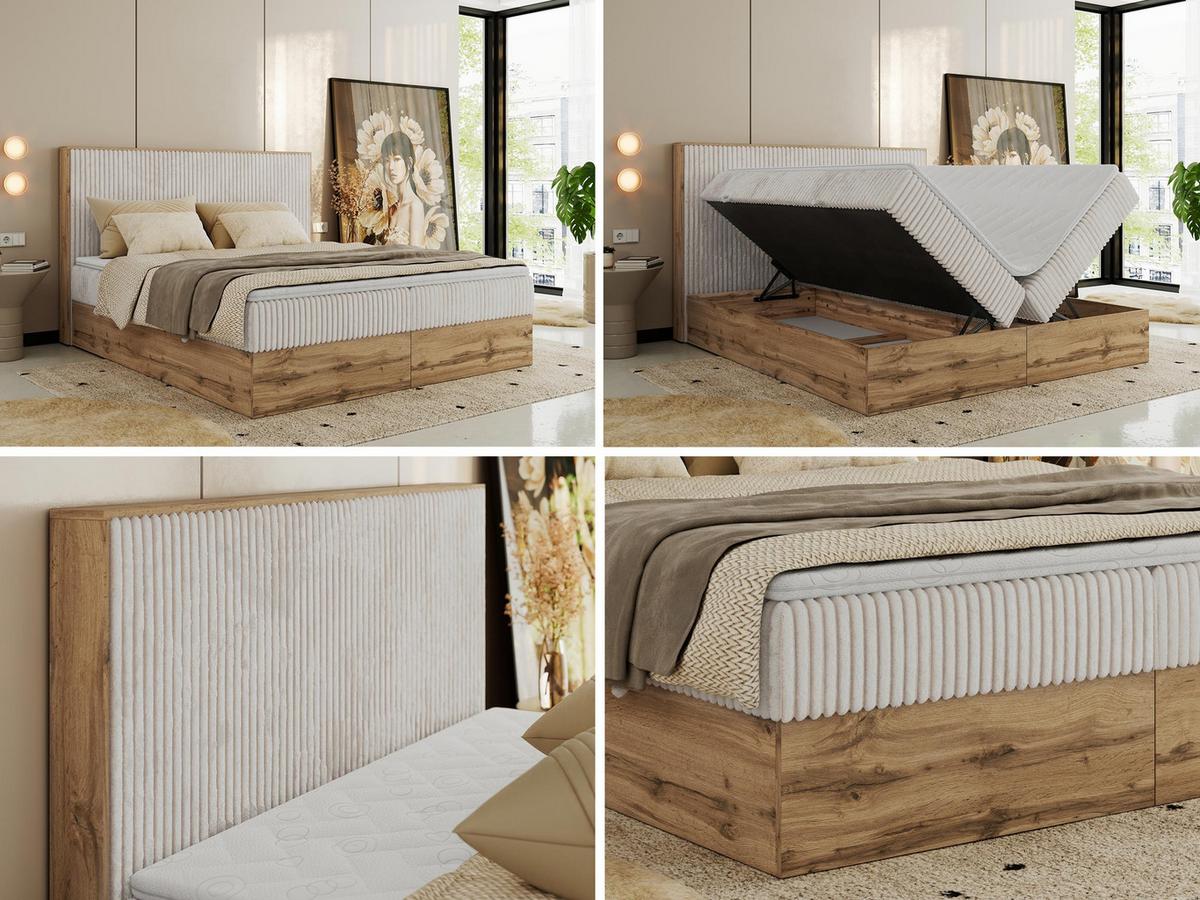 BOXBETT WOOD CLASSIC 160/200 - Beige Cord - H4 - Beige, Textil (160/200cm) - MKS