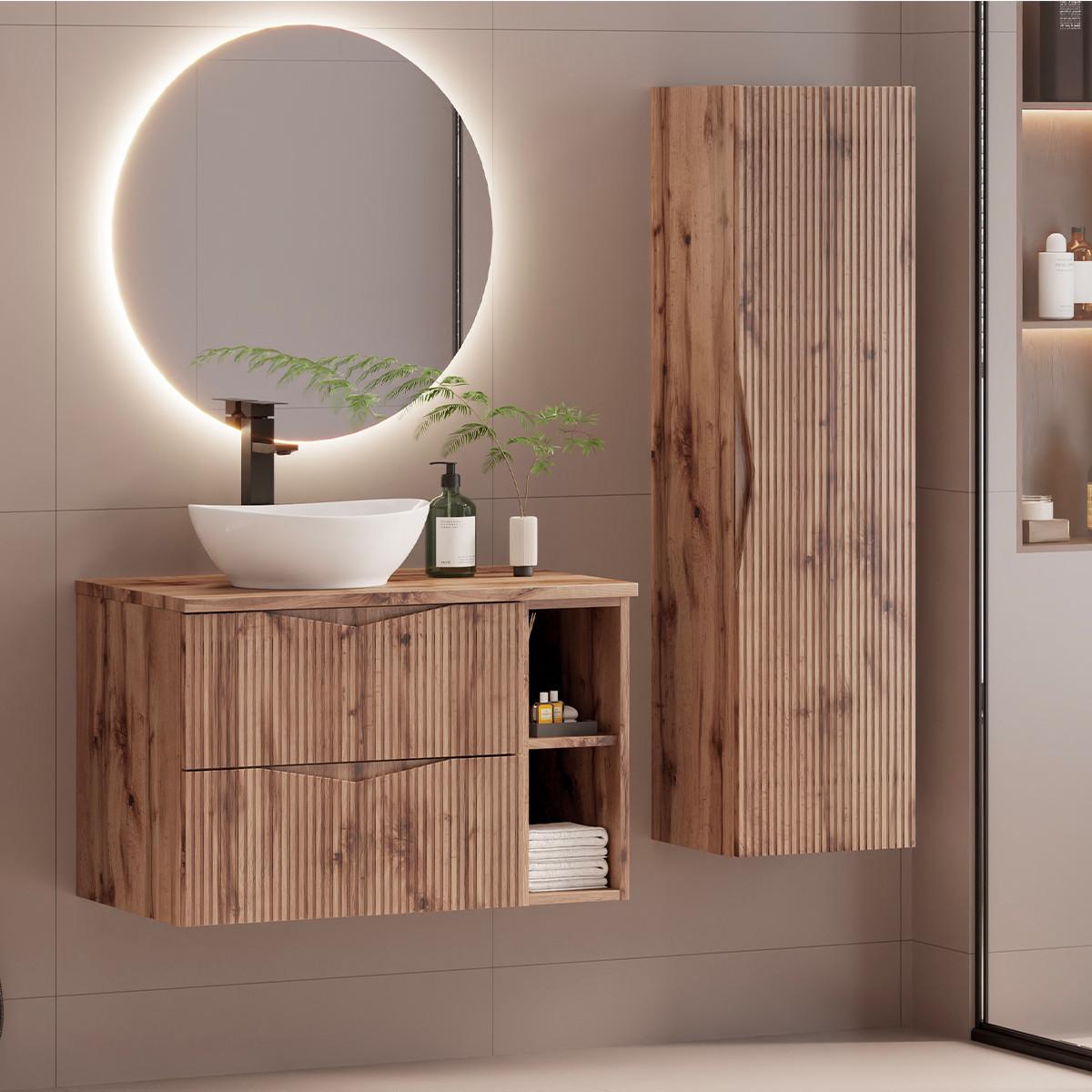 BADMÖBEL 80.6cm Tao 2er-Set Holz - Braun, Holzwerkstoff (80.6/52.2/46.5cm) - Petits-meubles