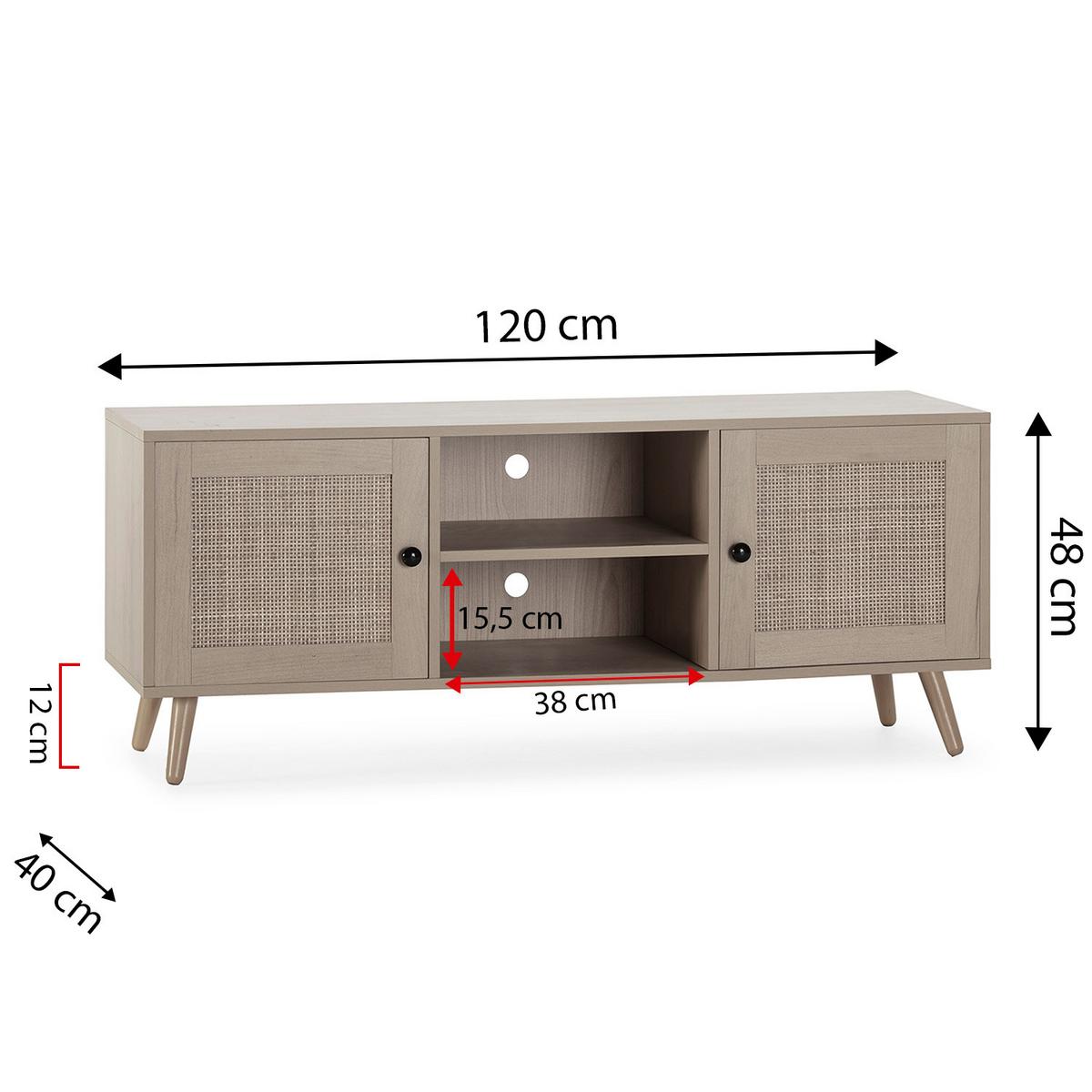 TV-ELEMENT Bella 2 Türen Eiche farbe - Honigeiche, Holzwerkstoff (120/48/40cm) - VS Venta-stock