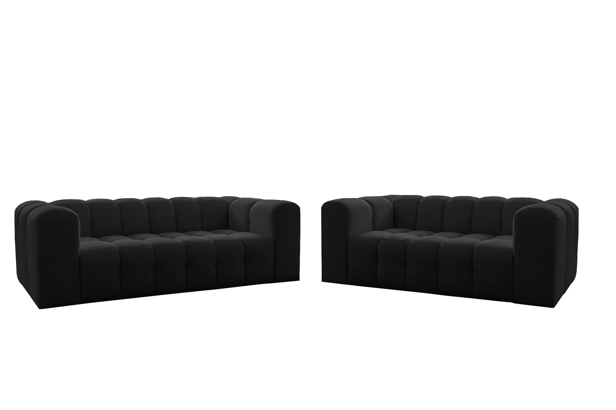 SOFASET Solvie 2-3 In Tiffani - Schwarz, Holzwerkstoff/Textil (230/75/106cm) - Fun Möbel