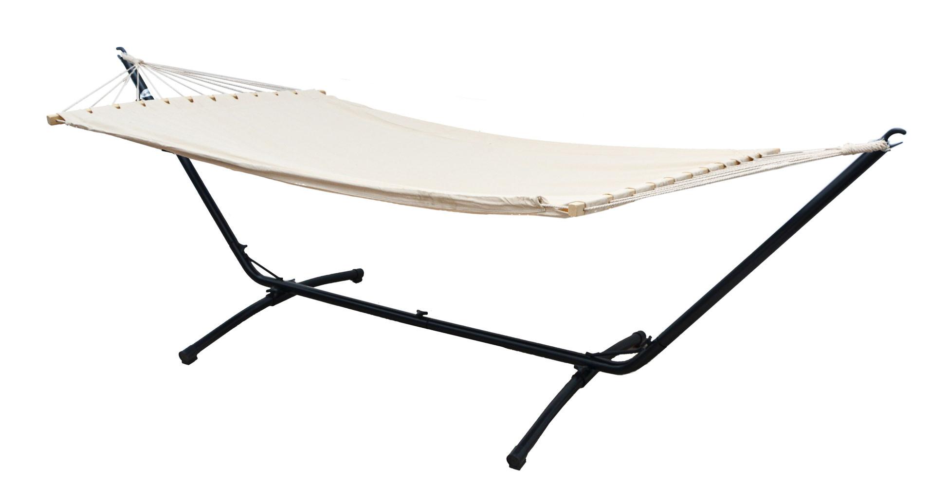XL HÄNGEMATTE mit Gestell 310/100 cm, Beige/Schwarz - Schwarz, Metall (100/96/310cm) - Amanka