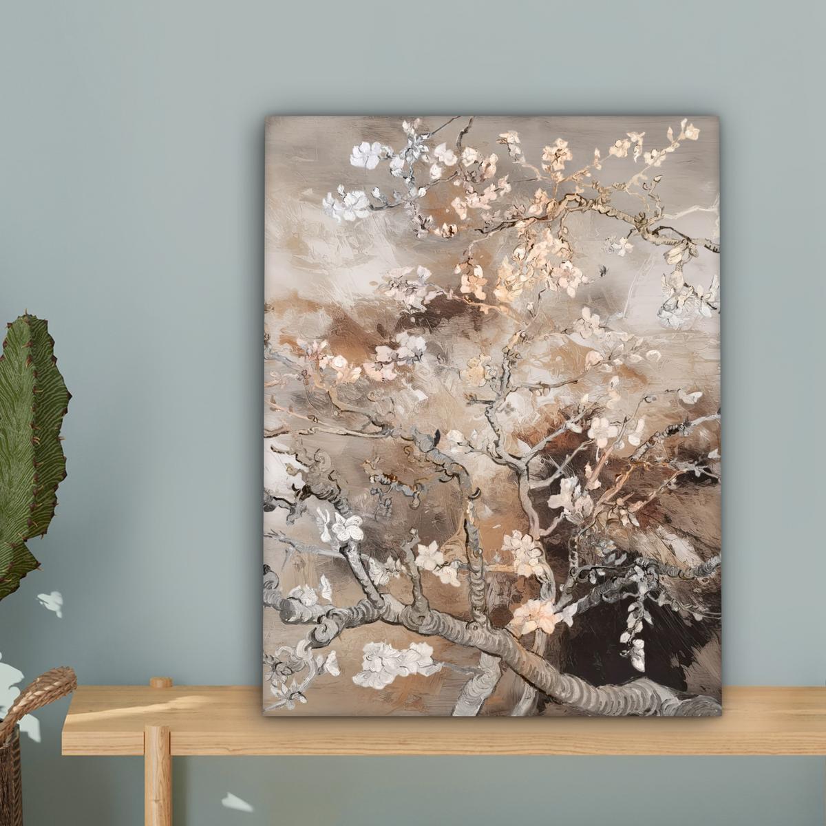 LEINWANDBILD Mandelblüte - Kunst - Van Gogh - Beige - Abstrakt Room Decor 30x40 cm - Braun, Textil (30/40cm) - MuchoWow
