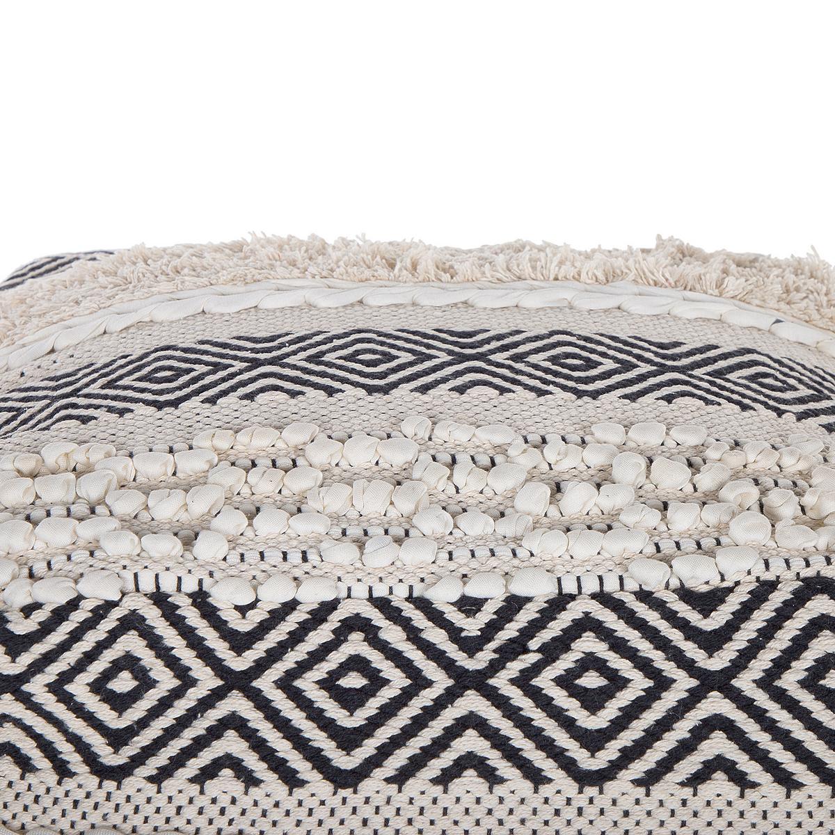POUF Kanam 50/50/50 cm - Weiß, Naturmaterialien/Textil (50/50/50cm) - Beliani
