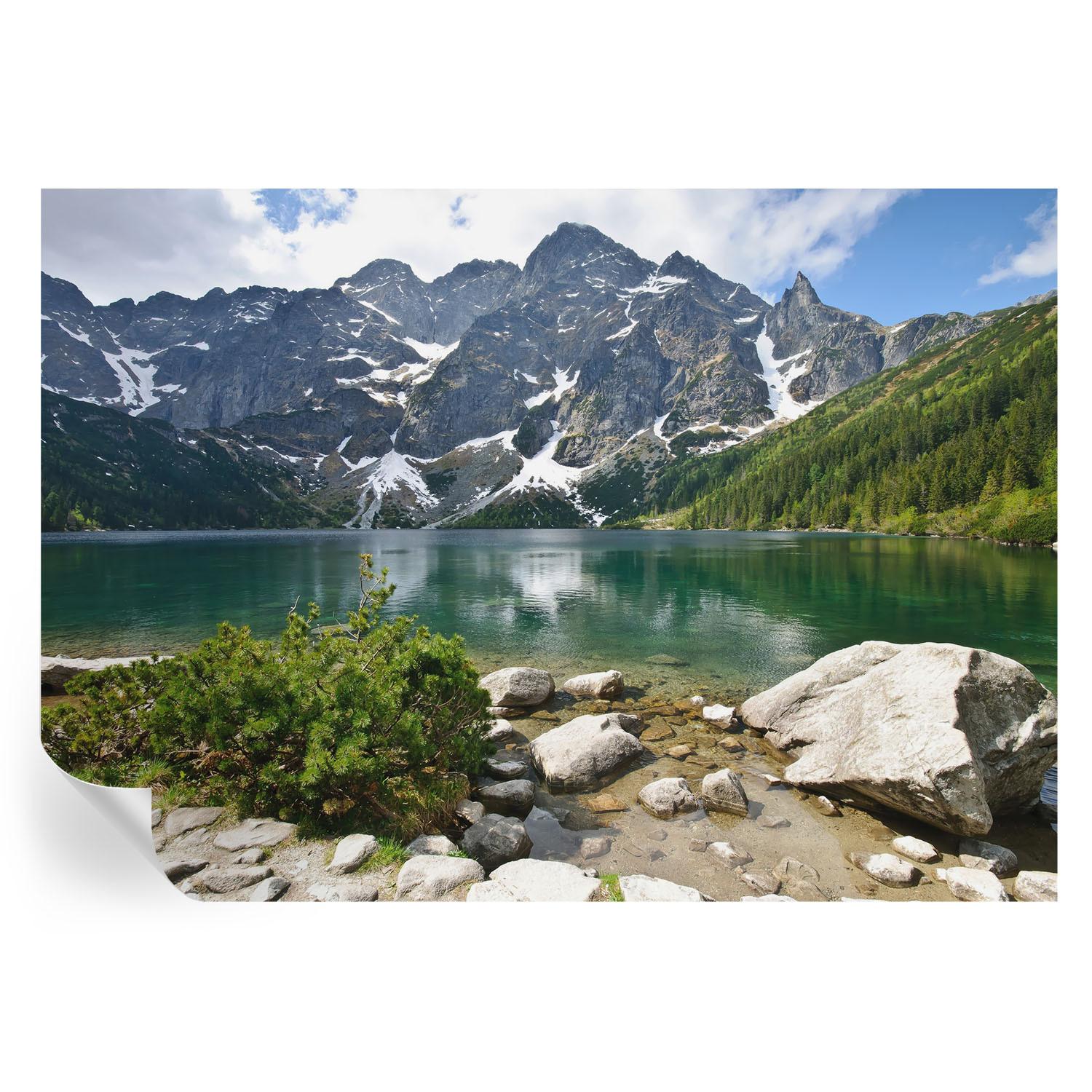 FOTOTAPETE 312x219 cm - Bergsee - Grün, Textil (312/219cm) - Wallfluent