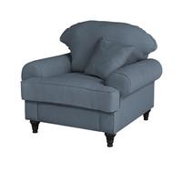 SESSEL blau Landhaus, Loungesessel 110 cm - Blau/Braun, Holz/Textil (110/95/100cm) - Furn.Design