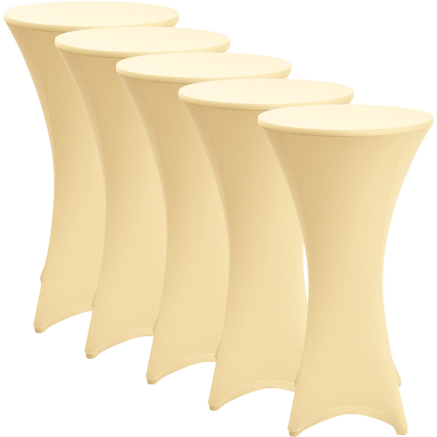 STEHTISCHHUSSE Stella Ø 80cm Creme (5tlg) - Creme, Textil (80/80cm) - Beautissu 