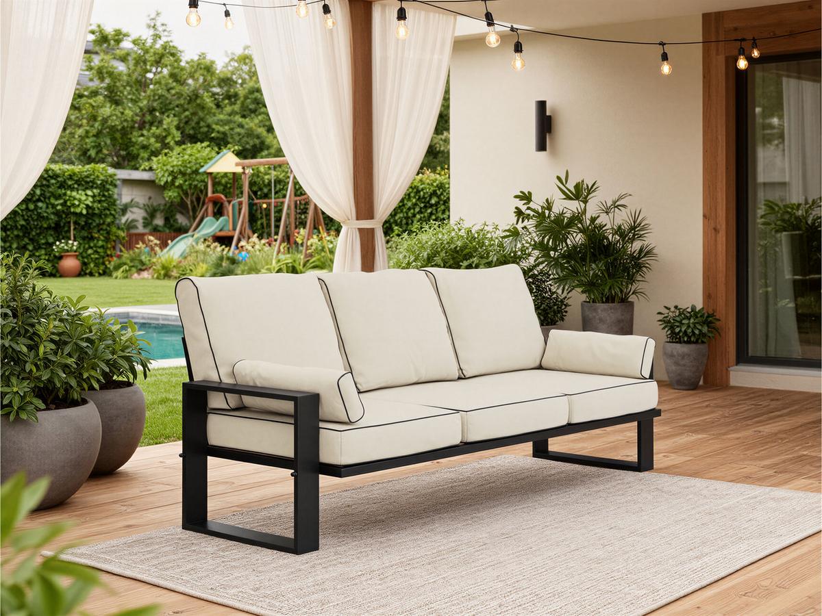 GARTENSOFA Elba 3 Sitzer - Beige - Beige, Textil (215/90/87cm) - MKS