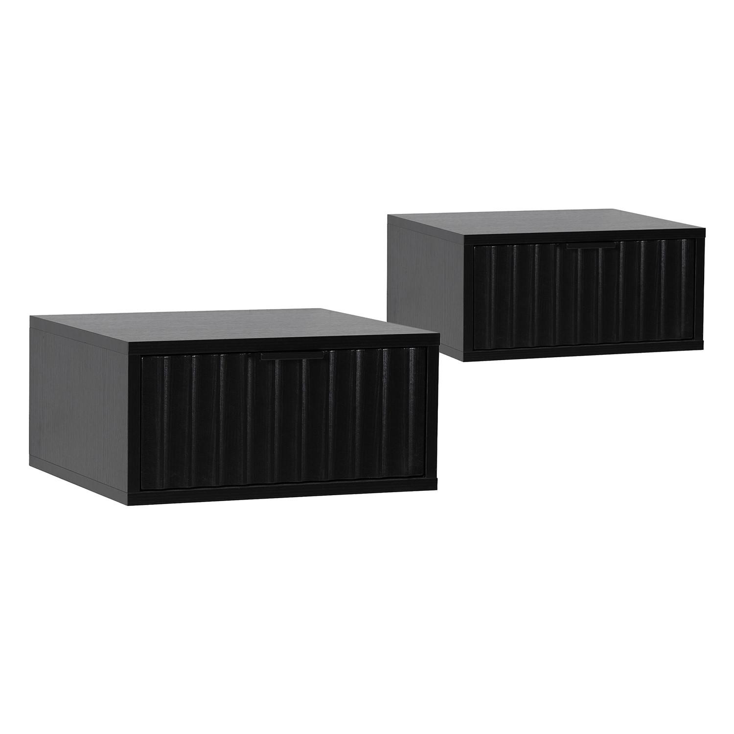NACHTTISCHE schwebende – Set aus 2 schewebende Nachttischen Lluvia Schwarz - Schwarz, Holzwerkstoff (40/19/35cm) - VS Venta-stock