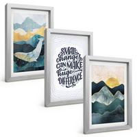 BILDER SET 3er Set - 20x30 cm Silberner Rahmen - Abstrakte Berginspiration - Silberfarben, Kunststoff (20/30cm) - TULUP