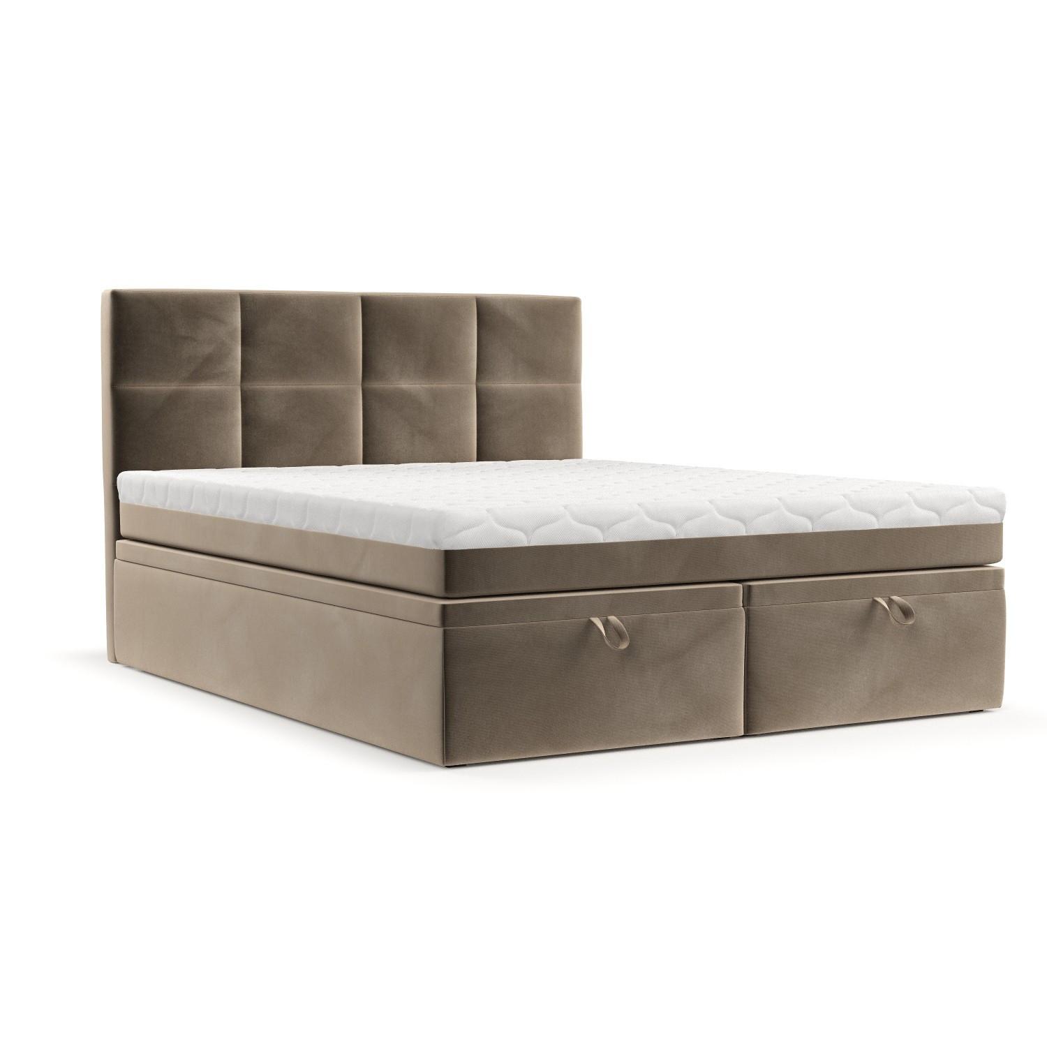 BOXBETT Tessa 180/200 cm Taupe im Paros Stoff - Taupe/Schwarz, Holz/Holzwerkstoff (180/200cm) - AltaBeds