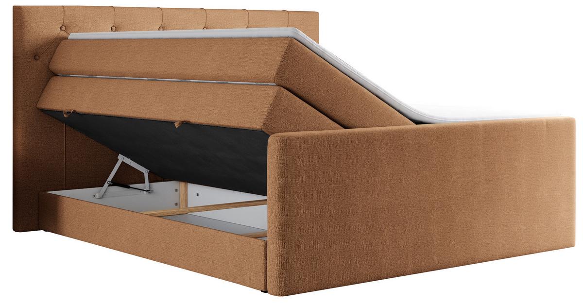 BOXSPRINGBETT KING VELEN 200/200 Orange Struktur - H3 - Orange, Holz/Textil (200/200cm) - MKS